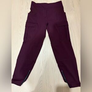 Lululemon Burgundy Cargo Pants with Zipper Details